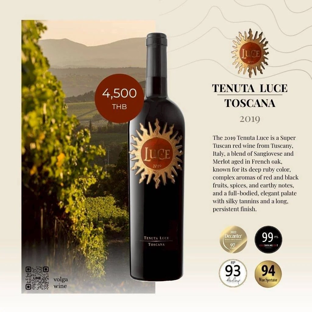 Tuscany Wine ซึ่งเป็นไวน์จากเขตภาคกลางของอิตาลี ซึ่งเมื่อพูดถึงแคว้นนี้แล้ว เราจะนึกถึงไวน์ที่ทำจากองุ่น Sangiovese เช่น ไวน์ Brunello หรือ Chianti หรือไม่ก็นึกถึงไวน์ Super Tuscan ซึ่งเป็นไวน์ที่ฉีกกฎการทำไวน์แบบดั้งเดิม